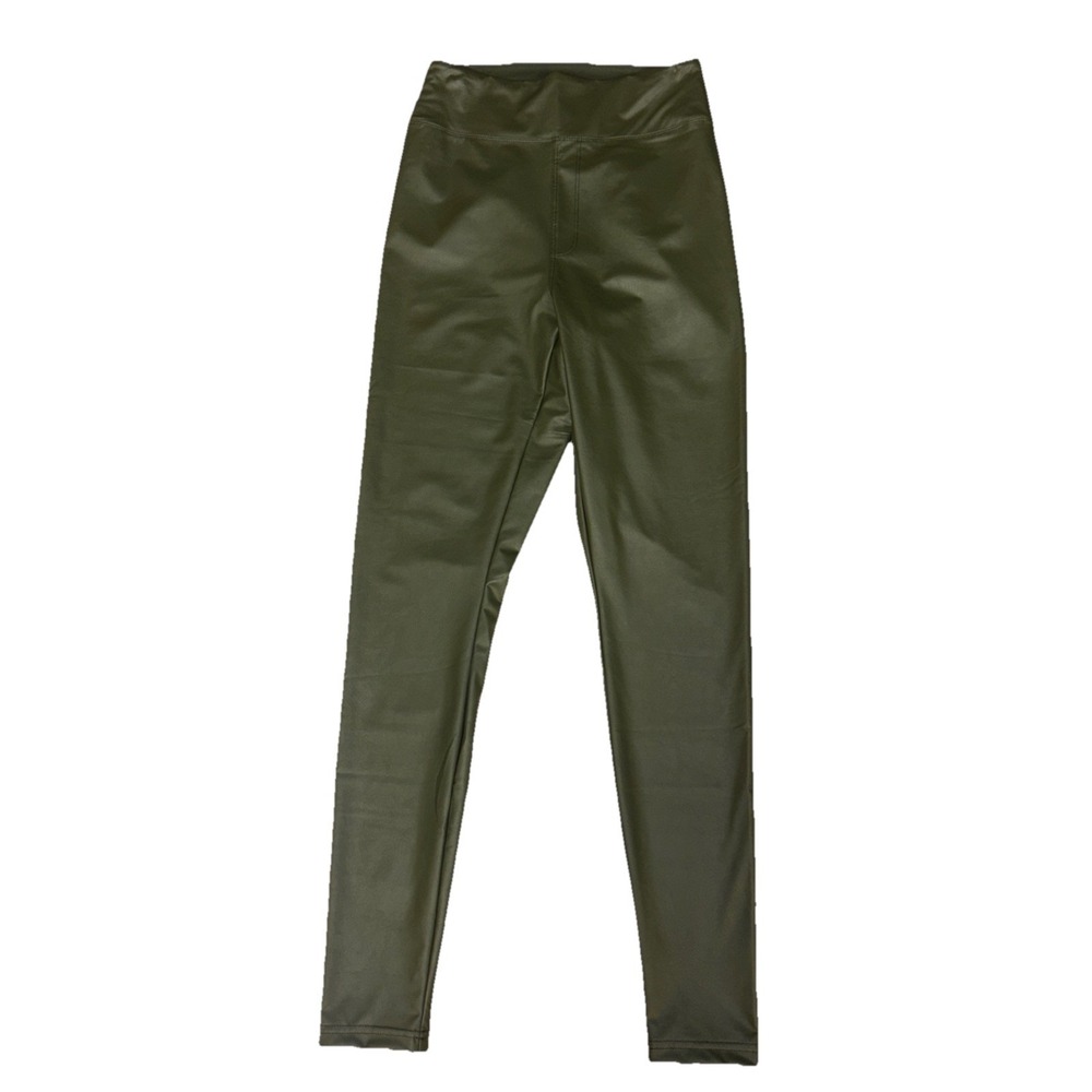 Offline By Aerie Faux Leather High Waist Pants Sz M Green Pilates Work Game Day